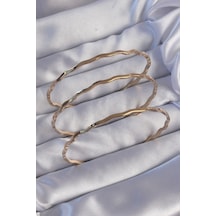 316l Çelik Gold Renk Dalgalı Model Bilezik Seti - Tj-bb6177