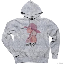 Lady Gaga 1 Gri Kapşonlu Sweatshirt Hoodie