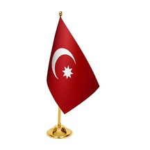 Masa Üstü Osmanlı Devleti Bayrağı + Pirinç Direk Masa Bayrak Seti