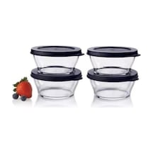 Royal Serisi Servis Ve Saklama Kasesi 290 Ml 4'lü Set Siyah Kapak
