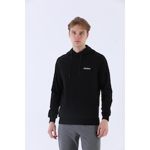 Maraton Sportswear Regular Erkek Kapşonlu Uzun Kol Basic Siyah Sweatshirt 21219-siyah