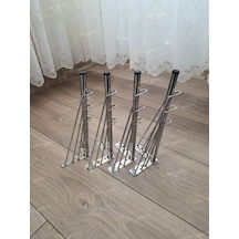 Mobilya Koltuk Sehpa Komidin Puf Bench Metal Telli Ayak 32 Cm 4 Adet Siyah