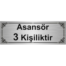 Asansör 3 Kişiliktir 7x20cm Gümüş Renk Metal Yönlendirme Levhası