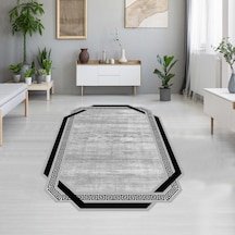 Rovigo Home Dijital Baskı Yıkanabilir Kaymaz Taban Salon Halısı Rvg1911-sd1213 Gri