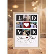 Anatolia Tasarım Kişiye Özel Fotoğraflı Çerçeveli Tablo - Love Tasarımlı 4 Fotoğraflı Sevgiliye Isimli Ve Mesajlı Çerçeveli Afiş Poster - Sevgililer Günü, Yıldönümü Hediyesi 1