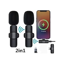 2 In 1 Iphone Ve Type C Uyumlu Ikili Kablosuz Yaka Mikrofonu K9 Lightnıng Youtube Facebook Tiktok