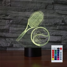 Goldenqian Çocuklar Için Gece Lambası 3d Tenis Led Lamba Uzaktan Kumandalı 16 Renk Değiştirme Noel Doğum Günü Hediyesi Çocuk Için O5x00l Siyah