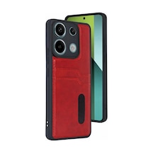 Xiaomi Redmi 15c 4g Uyumlu Sara Kartvizitli Deri Kılıf - Kırmızı
