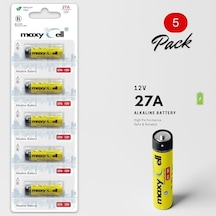 Maxycell 5 Adet 27a Alkalin Piller 12v - Uzaktan Kumandalar, Garaj Kapısı Açıcıları, Anahtarlıklar, Alarmlar, Sızdırmaz Tasarım İçin Yüksek Kapasiteli