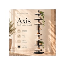 Axis 8 Raflı Metal Kitaplık Modern Tasarım Dikey Dekoratif Kitaplık Siyah - 935176049 Siyah