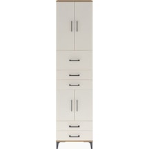 Arges Dolap 4 Raflı 5 Çekmeceli 4 Kapaklı 60x30x243 Çam-aytaşı Çam