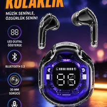 Kablosuz Bluetooth Kulaklık 30 Mm Sürücülü Hifi Ses Ve Mikrofonlu Led Ekranlı 00