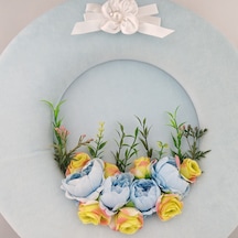 Baby Shower Kapı Süsü ve Çiçekli Taç Seti Mavi