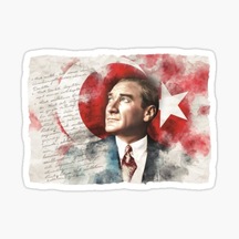 Atatürk Araba Sticker Renkli 18 Ebatında