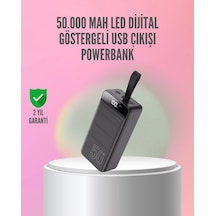 50.000 Mah Ultra Güçlü Powerbank 4 Usb Çıkışlı, Led Dijital Göstergeli, Hızlı Şarj Destekli Taşınabi Çok Renkli