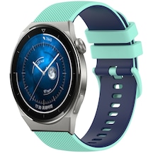 Huawei Watch Gt3 Pro 46mm 22mm Damalı İki Renkli Silikon Saat Kordonu