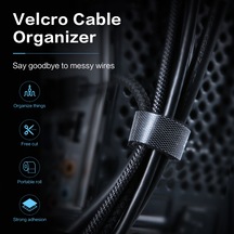 Lemestar Floveme Nilon Kabloluk Düzenleyici, Yeniden Kullanılabilir, Kesilebilir, 5 Metre, Kabloları Düzgün Tutmak İçin Siyah