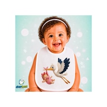 Uçan Leylek Keten Bebek Mama Önlüğü Yumuşak - Emici - Yıkanabilir - Özel Tasarım P202 Çok Renkli