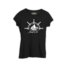 Yat Kulübü - Yatch Club Siyah Bayan Tshirt