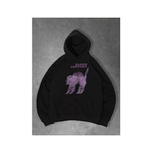 Tarzsokak Unisex Purple Cat Sweatshirt Siyah