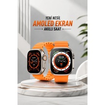 Akıllı Saat Android Ve İos Uyumlu 49 Mm Nfc Özelliği Gps Takibi Turuncu
