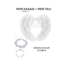 Beyaz Dantel Tüllü Peri Kanadı Ve Peri Tacı Seti 45x40 Cm Çocuk