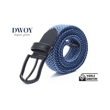 Dwoy Desenli Elastik Örgü Kemer-846 Mavi