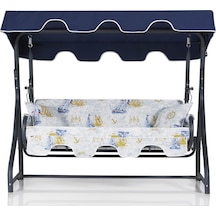 3 Kişilik Yatarlı Salıncak Lacivert- Bahçe Balkon Teras Salıncağı Lacivert