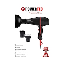 Powertec TR-601/TR-601S Turbo Profesyonel 2500 W Saç Kurutma Makinesi + Vigo Başlık Siyah