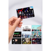 Monsta X Kpop K-pop Kart Kaplama Yapışkanlı Folyo Sticker 8 Adet Çok Renkli