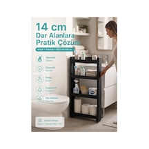 4'lü Slim Dar Alan Organizer Raf, Tekerlekli Çok Amaçlı Mutfak Ve Banyo Düzenleyici Siyah Diğer
