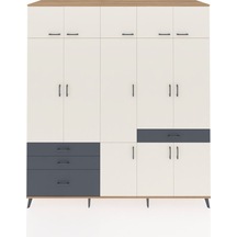 Kronos Dolap 8 Raflı 4 Çekmeceli 3 Askılı 220x59x243 Çam-aytaşı/antrasit Aytası/antrasıt