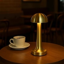 Elektrikurunleri Dekoratif Masa Lambası Dimmerli Şarjlı Lizbon Gold Cafe Restoran Masa Lambası 3 Renk Işık Modu Diğer