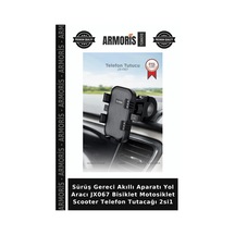 Sürüş Gereci Akıllı Aparatı Yol Aracı Jx067 Bisiklet Motosiklet Scooter Telefon Tutacağı 2si1 Siyah