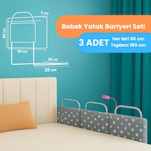 Yatella Yeni Nesil Yatak Bariyeri 50 X 40 Gri Yıldız 3 Adet - Telalı
