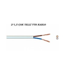 Sas Kablo Cca Ttr Çok Telli Elektrik Kablosu 100 Metre 2 x 1.5 MM