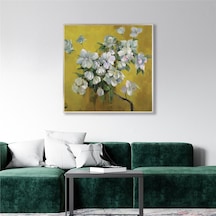 Yağlı Boya Dokulu Tablo Dalda Modern Bahar Çiçekleri Gümüş Çerçeveli U02024-178878