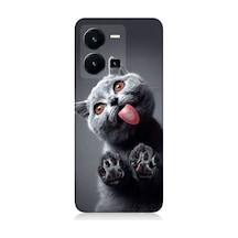 Vivo Y22s Uyumlu Sevimli Boz Kedi Dili Desenli Silikon Kılıf