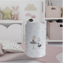 Mekta Home Bebek Ve Çocuk Odası Balerin Kız Ve Kuğu Desenli Oyuncak Sepeti Renkli Çok Renkli