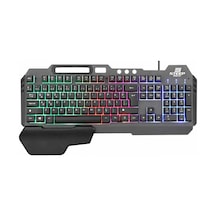 Gaming Klavye Mekanik Hisli Bilek Destekli Kablolu Rainbow Işıklı Oyuncu Klavye