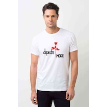 Depedre Mode Rose Baskılı Beyaz Erkek Tshirt
