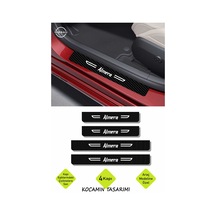 Dekoratif Karbon Kapı Eşiği Nissan Almera Yazılı Siyah Beyaz 4 Parça 2 Ön 2 Arka Kaplama Nissan Almera