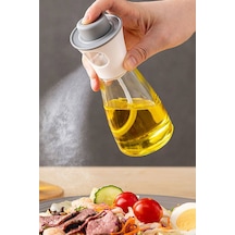 220 Ml Yağdanlık Çok Amaçlı Spreyli Cam Yağ Ve Sirke Şisesi Yağlık Beyaz