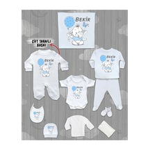 Minito Baby İsme Özel 10'lu Pamuklu Erkek Bebek Hastane Çıkışı Seti_MT_178-10
