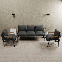 Mb Garden Furnıture Simetri Model, Balkon, Bahçe, Cafe, Metal Koltuk Takımı, Bahçe Takımı , Çay Seti, 2+1 Antrasit