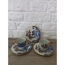 Fermato 12 Parça 6 Kişilik Porselen Türk Kahvesi Fincan Takımı Ancora Serisi Renkli