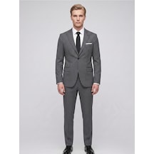 Tk6890 Erkek Çizgili Takım Elbise Slim Fit Modern Kesim Şık Klasik Ceket Pantolon Takım Antrasit