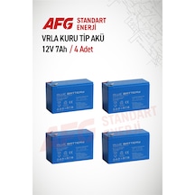 4 Adet 12 Volt 7 Amper Kuru Tip Akü 12 V 7 Ah Bl Mavi