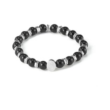 Gsstore Galatasaray Doğal Taş Onix Hematit Çelik Bileklik U252274
