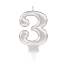 3 Rakam Mum Gümüş Renk Çok Renkli